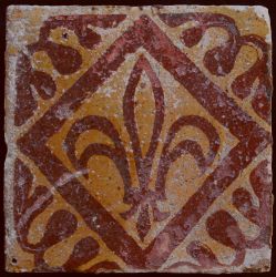Medieval tile with Fleur-de-Lis decoration