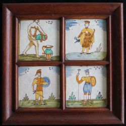 Four Spanish tiles from 19th C. 