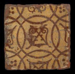 Floor tile depicting a coat of arms